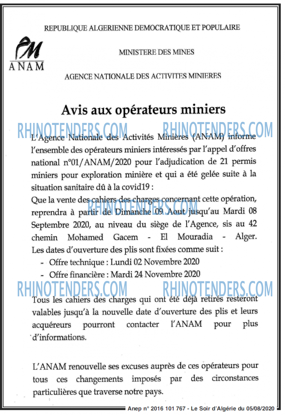 LE SOIR D'ALGERIE