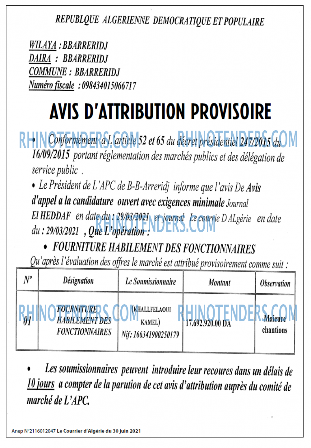 Le Courrier d'Algerie