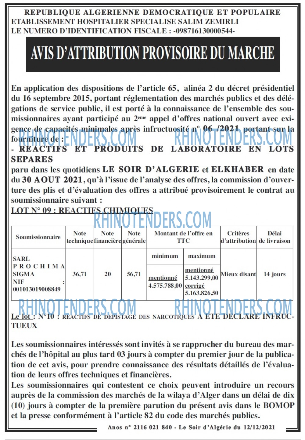 LE SOIR D'ALGERIE