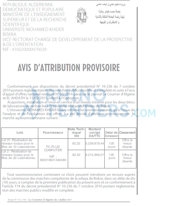 Le Courrier d'Algerie