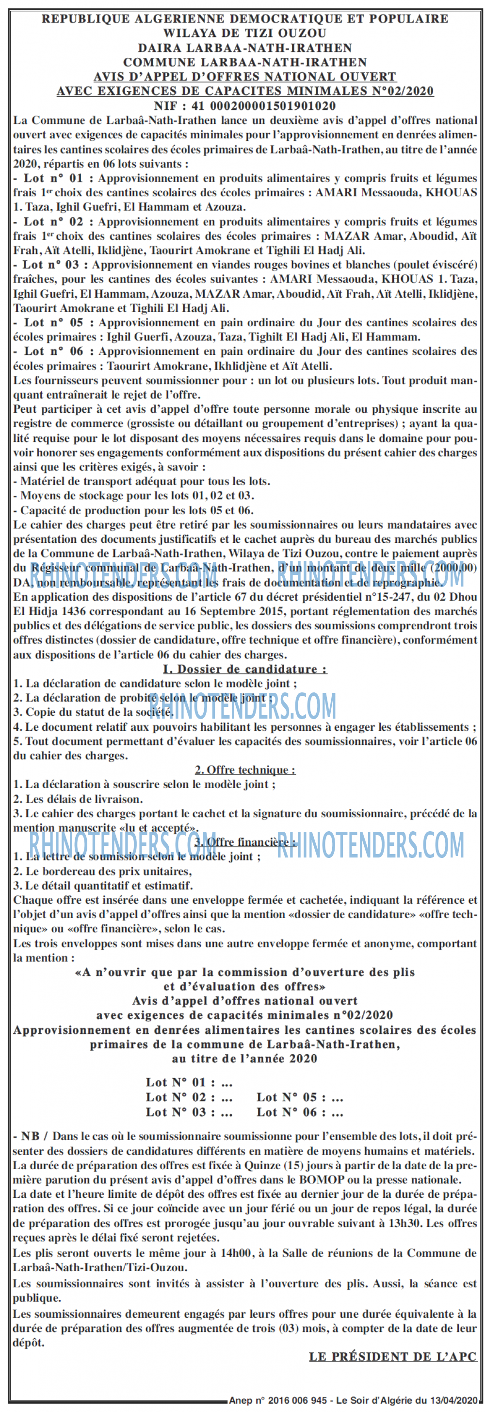 LE SOIR D'ALGERIE