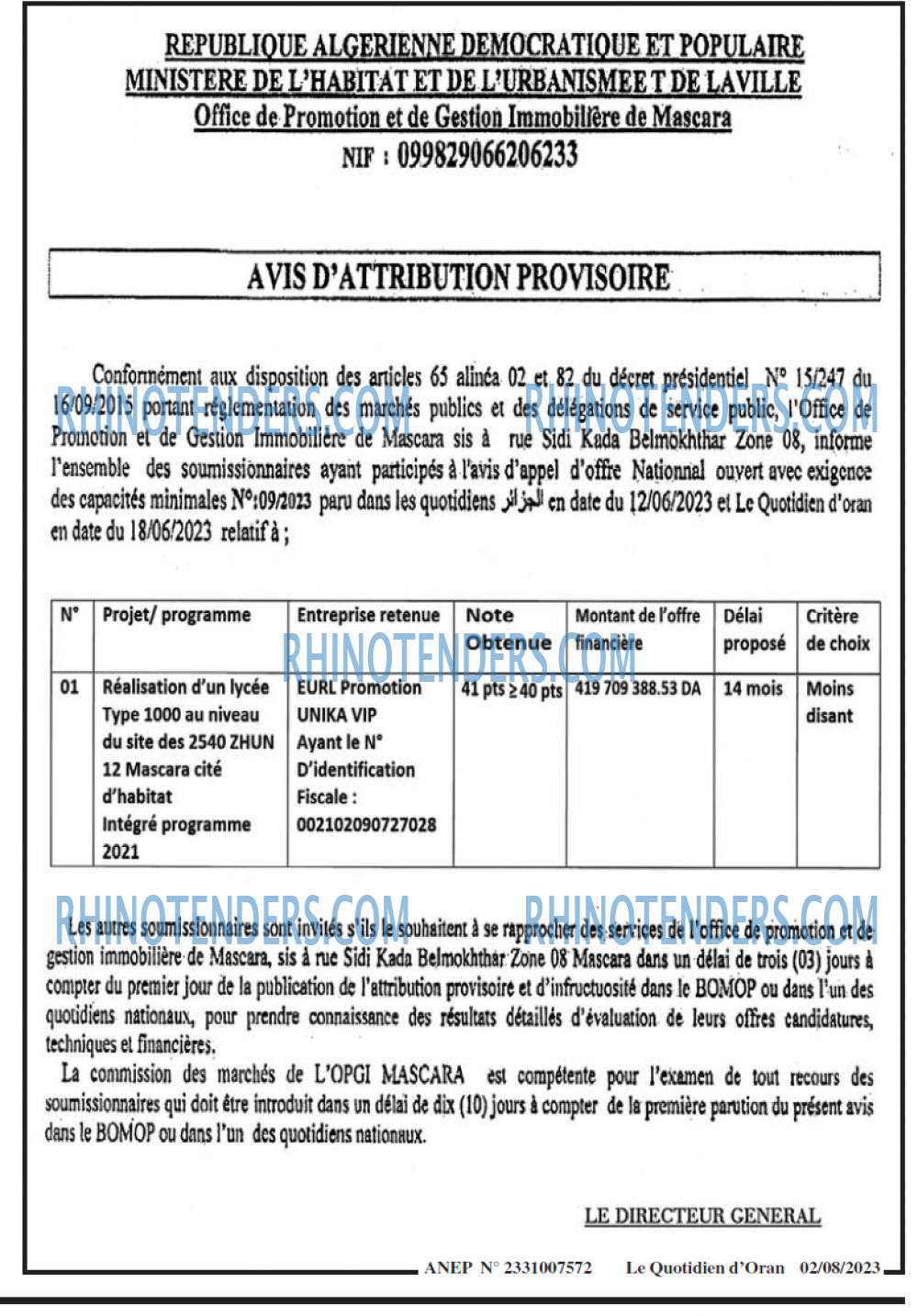Le Quotidien d'Oran