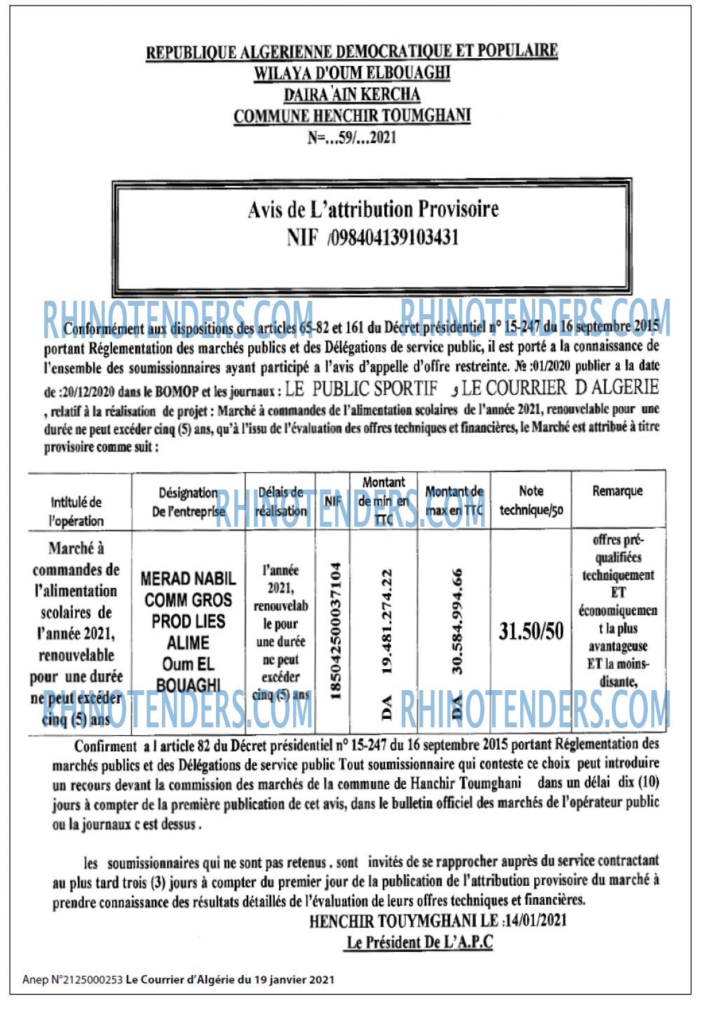 Le Courrier d'Algerie