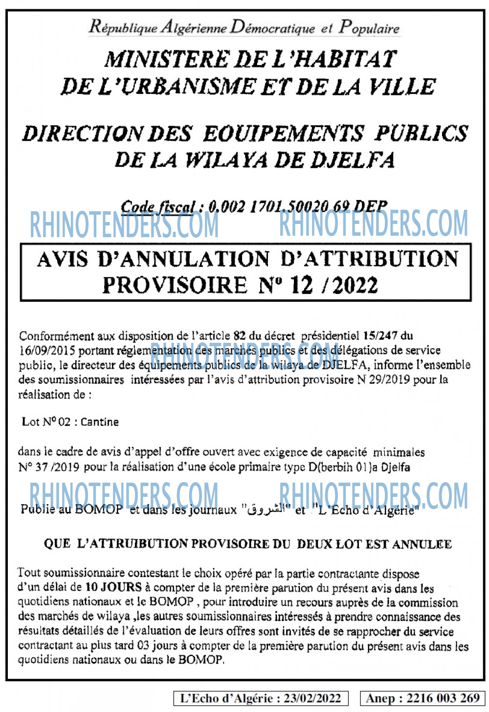 L'ECHO D'ALGERIE