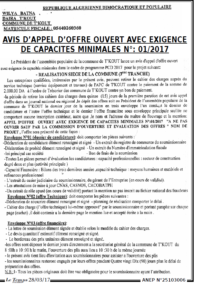 LE TEMPS D'ALGERIE