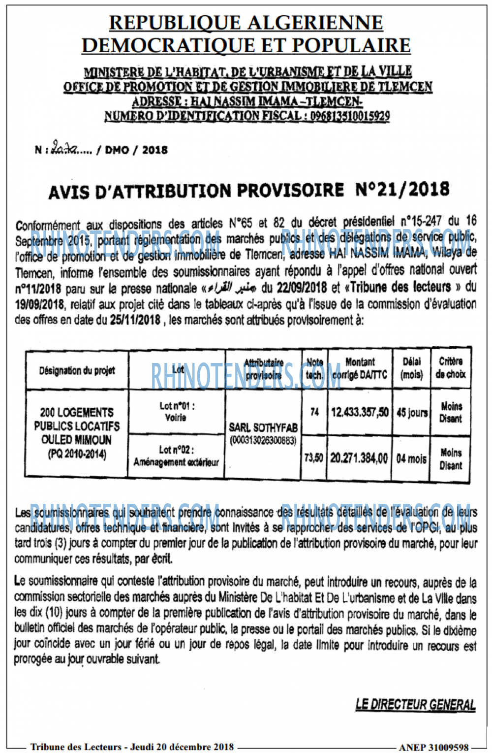 TRIBUNE DES LECTEURS