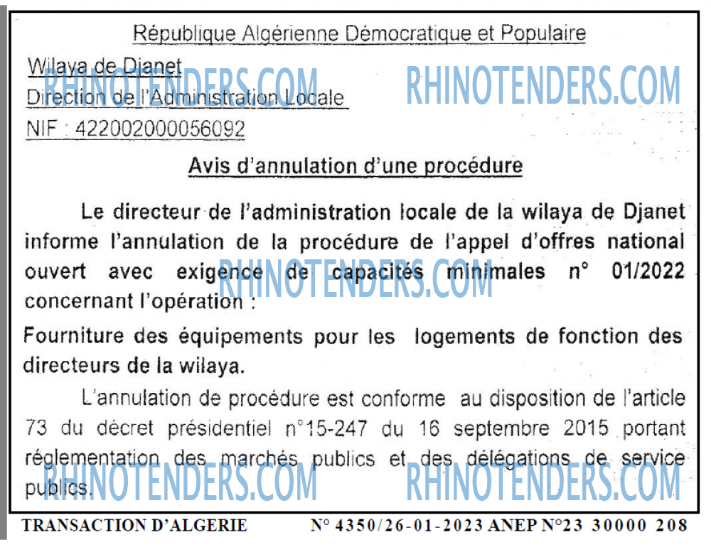TRANSACTION D'ALGERIE