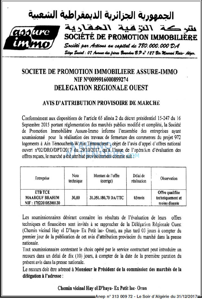 LE SOIR D'ALGERIE
