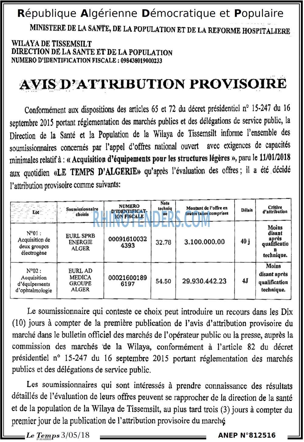 LE TEMPS D'ALGERIE