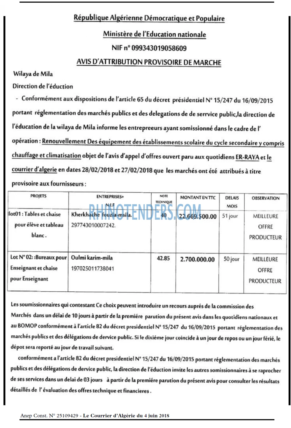 Le Courrier d'Algerie
