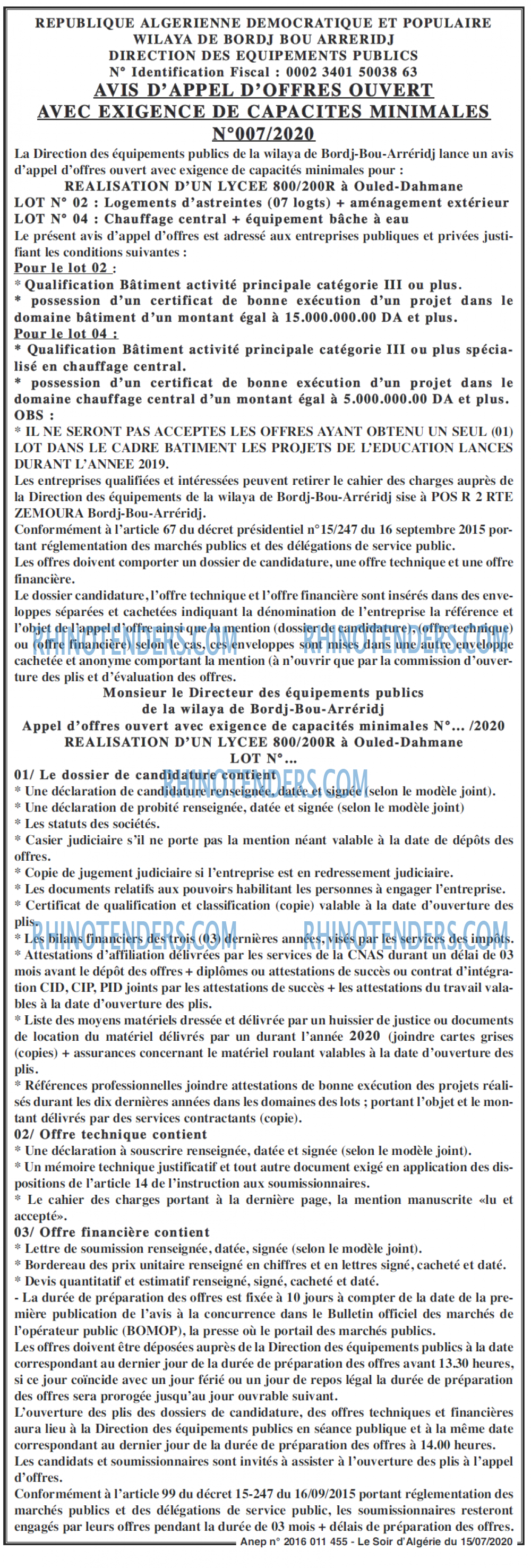 LE SOIR D'ALGERIE