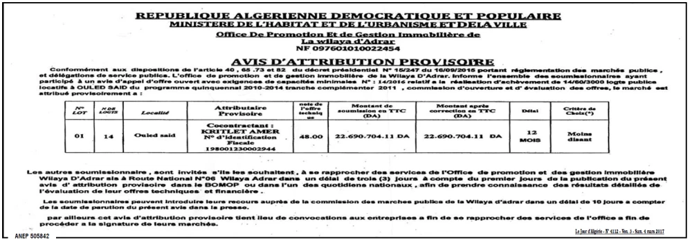 LE SOIR D'ALGERIE