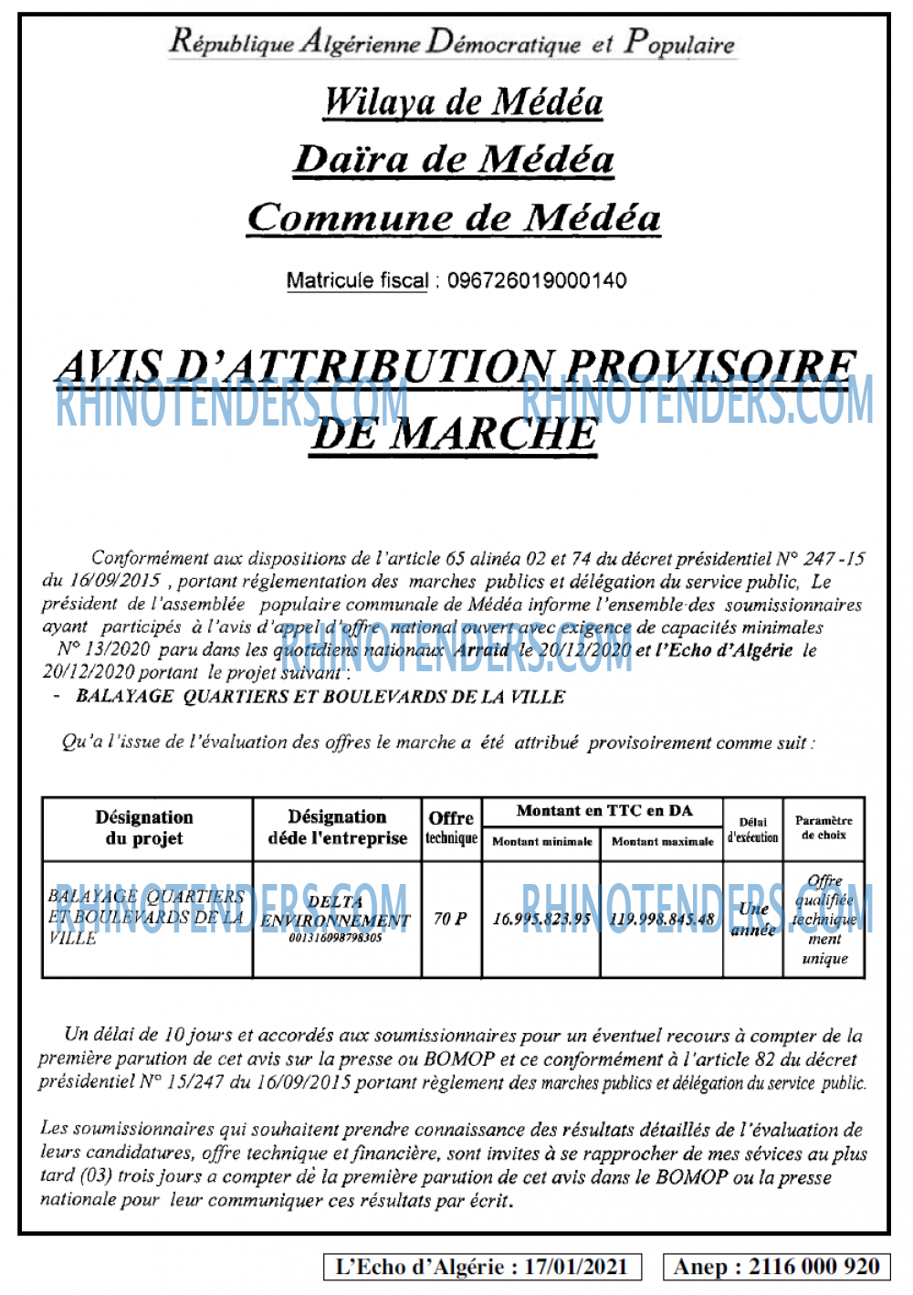 L'ECHO D'ALGERIE