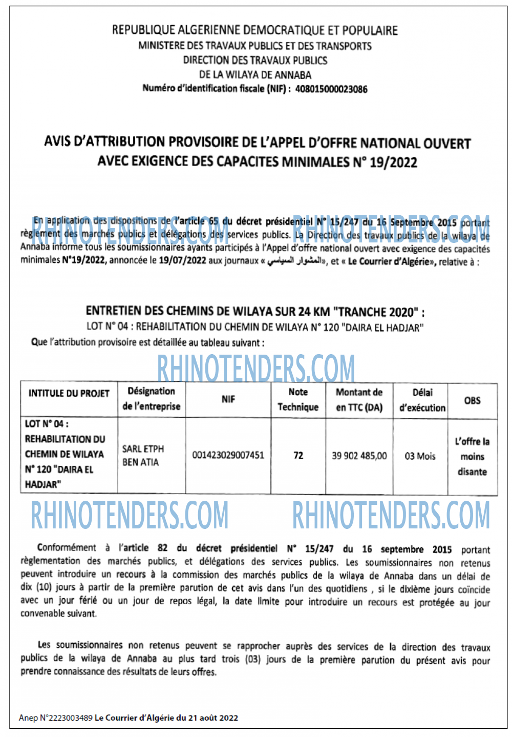 Le Courrier d'Algerie