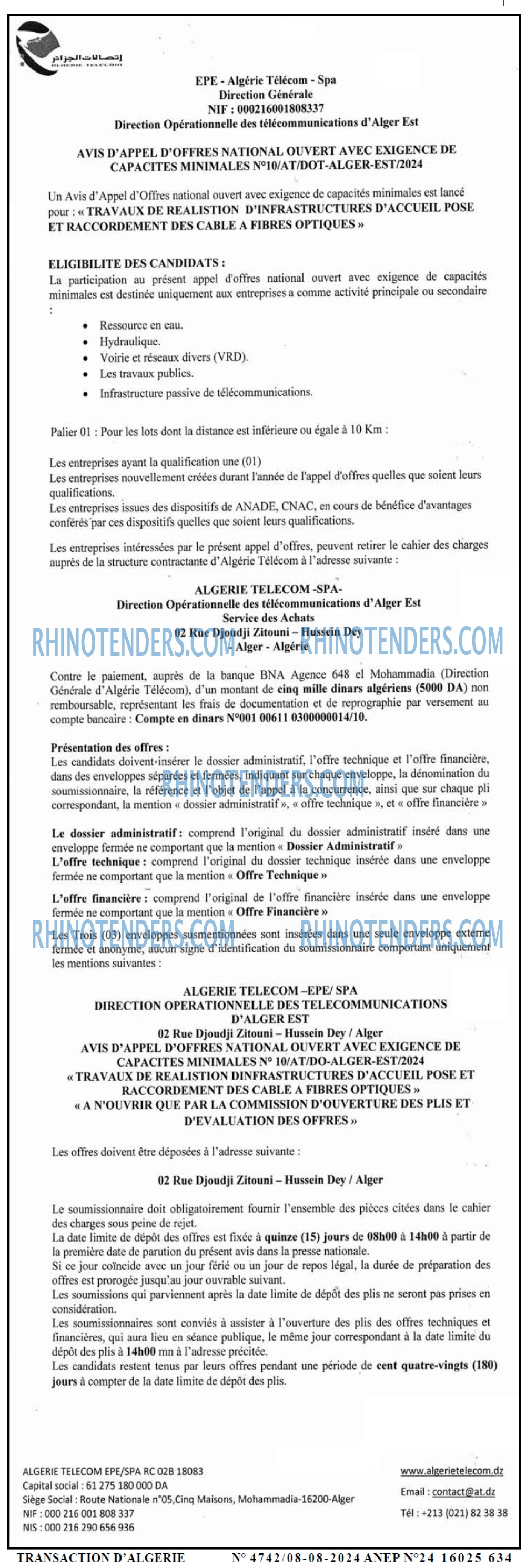 TRANSACTION D'ALGERIE