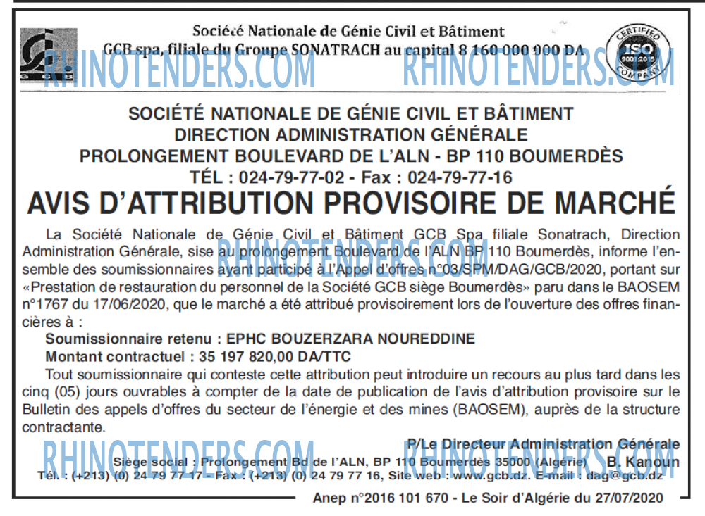 LE SOIR D'ALGERIE