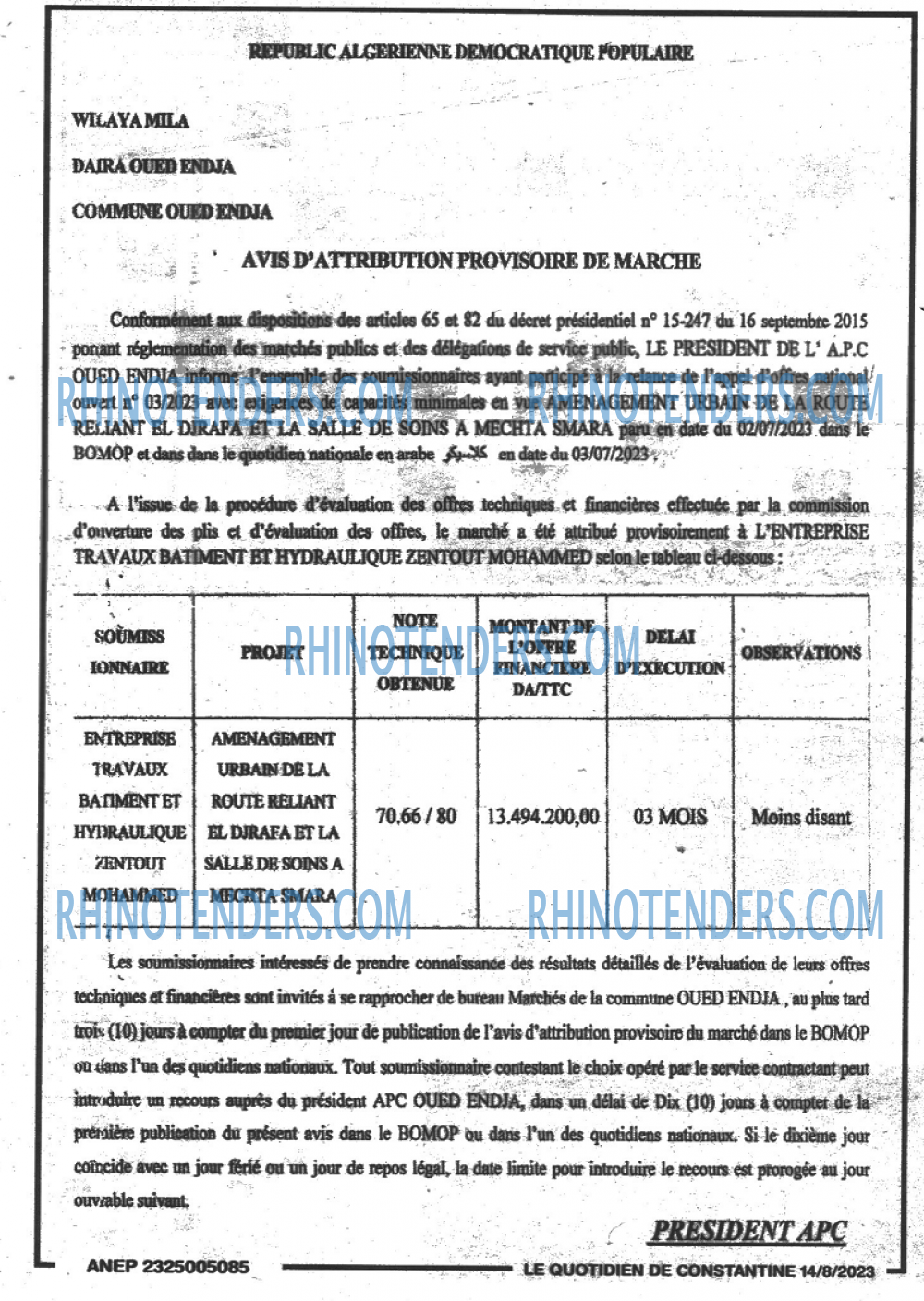 LE QUOTIDIEN DE CONSTANTINE