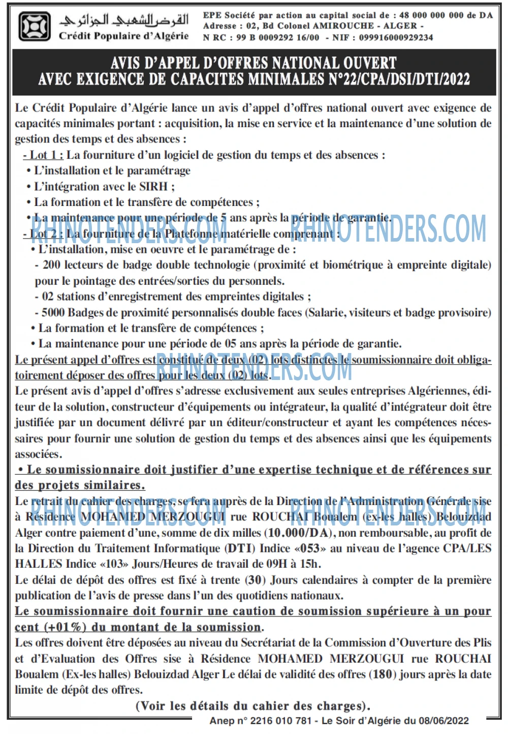 LE SOIR D'ALGERIE