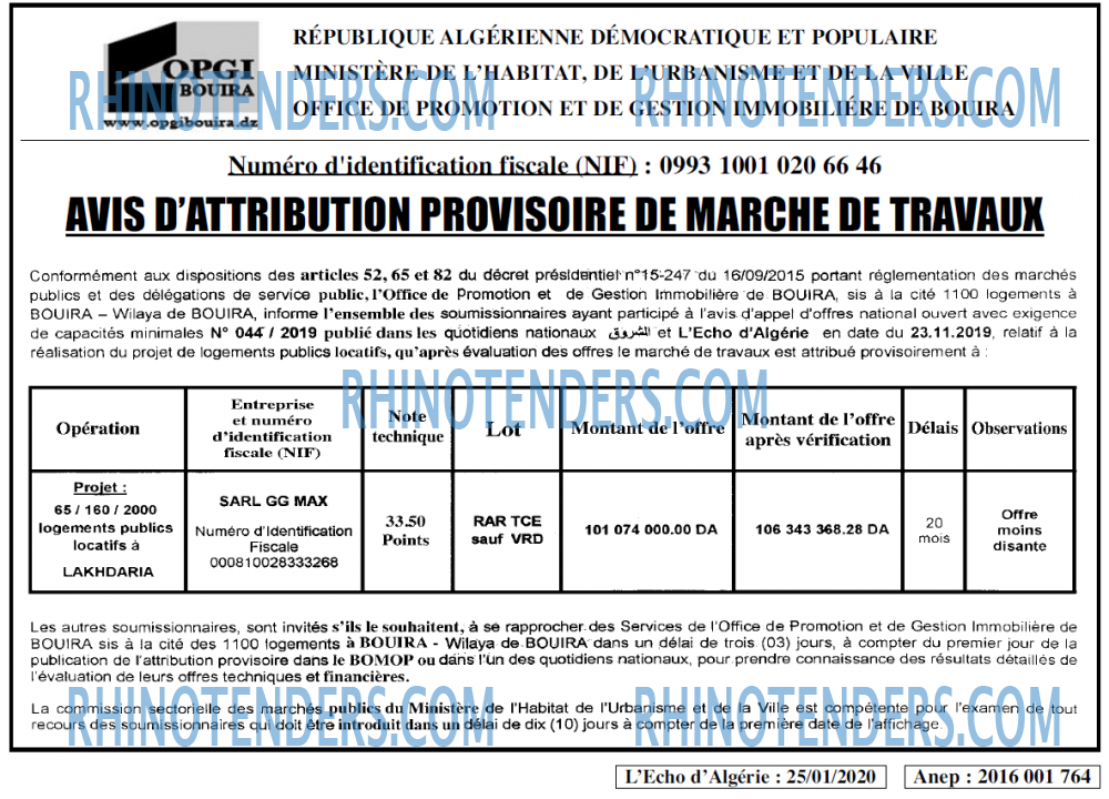 L'ECHO D'ALGERIE