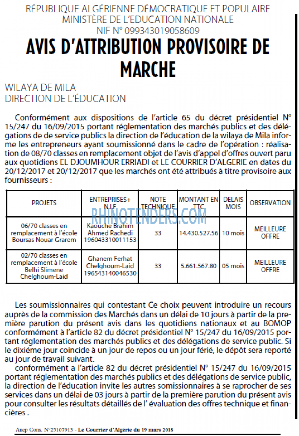 Le Courrier d'Algerie