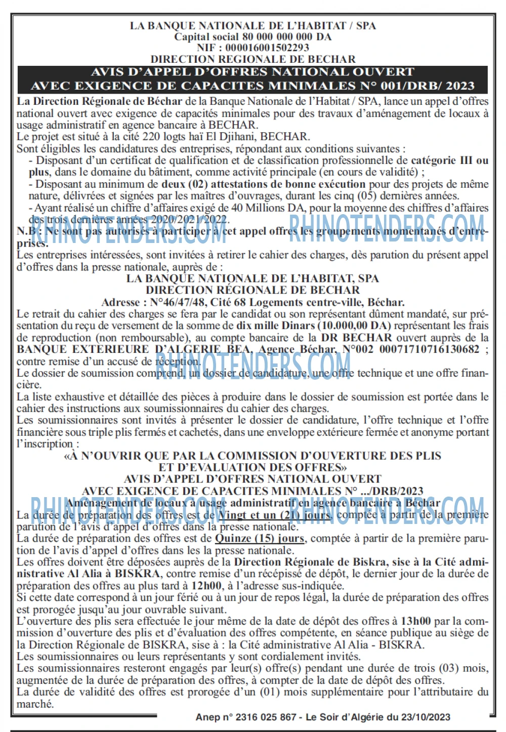 LE SOIR D'ALGERIE