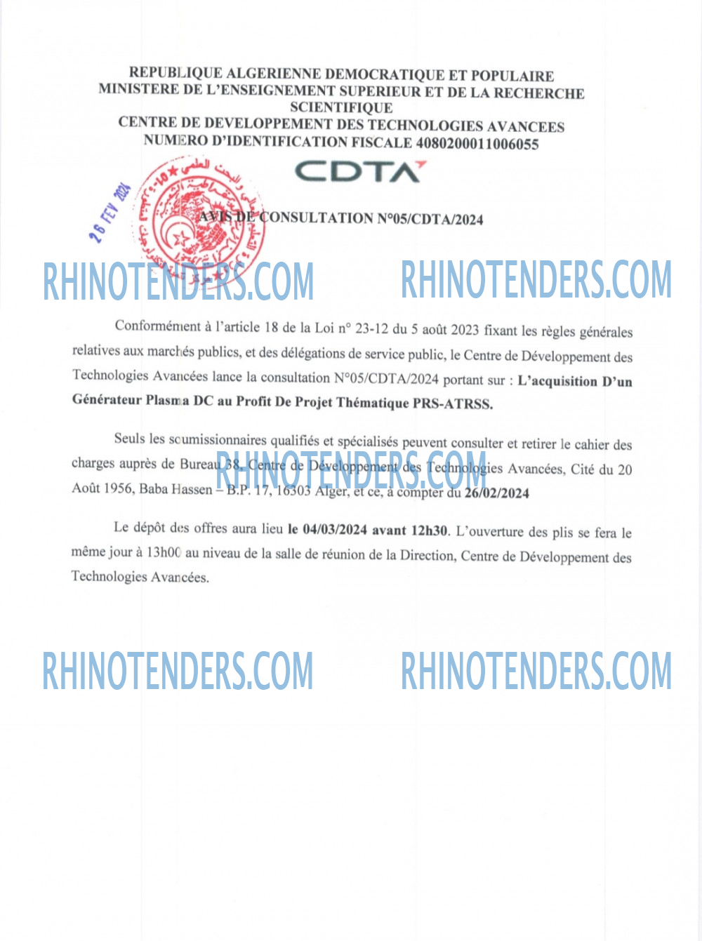 CDTA - Centre De Développement Des Technologies Avancées