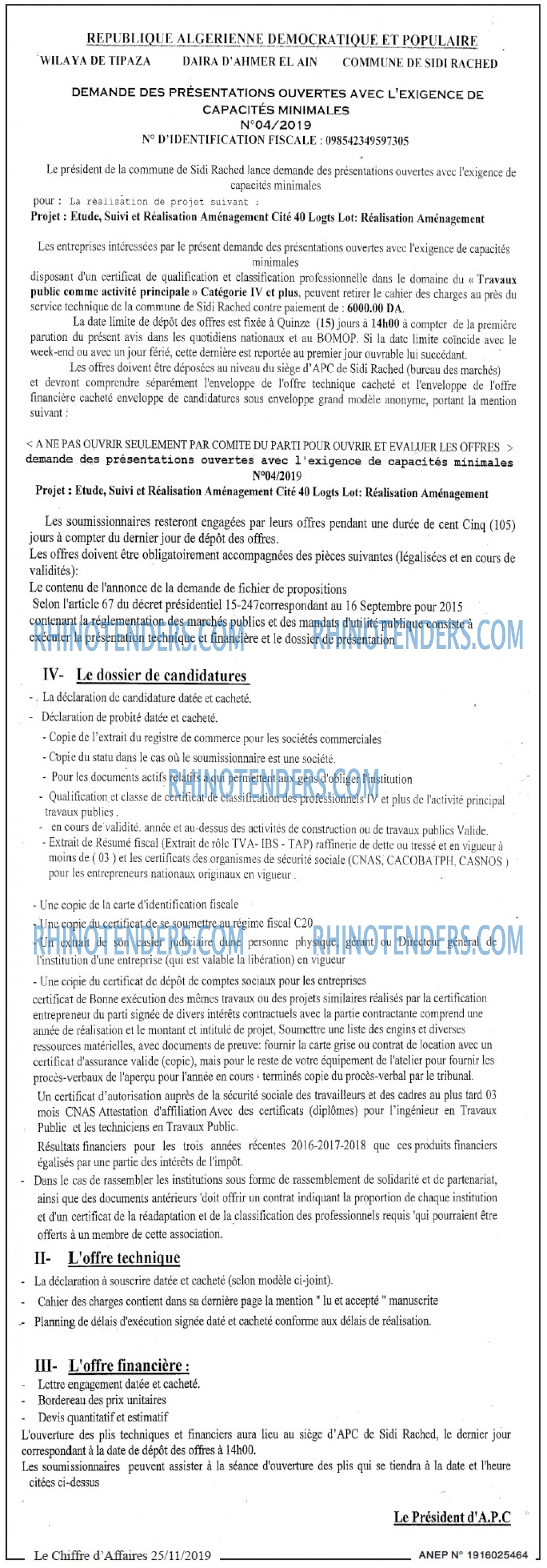 Le Chiffre d'Affaires