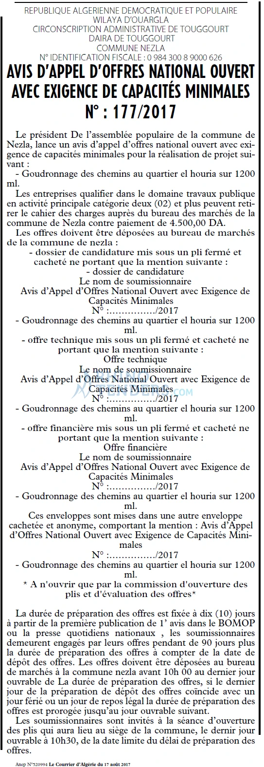 Le Courrier d'Algerie