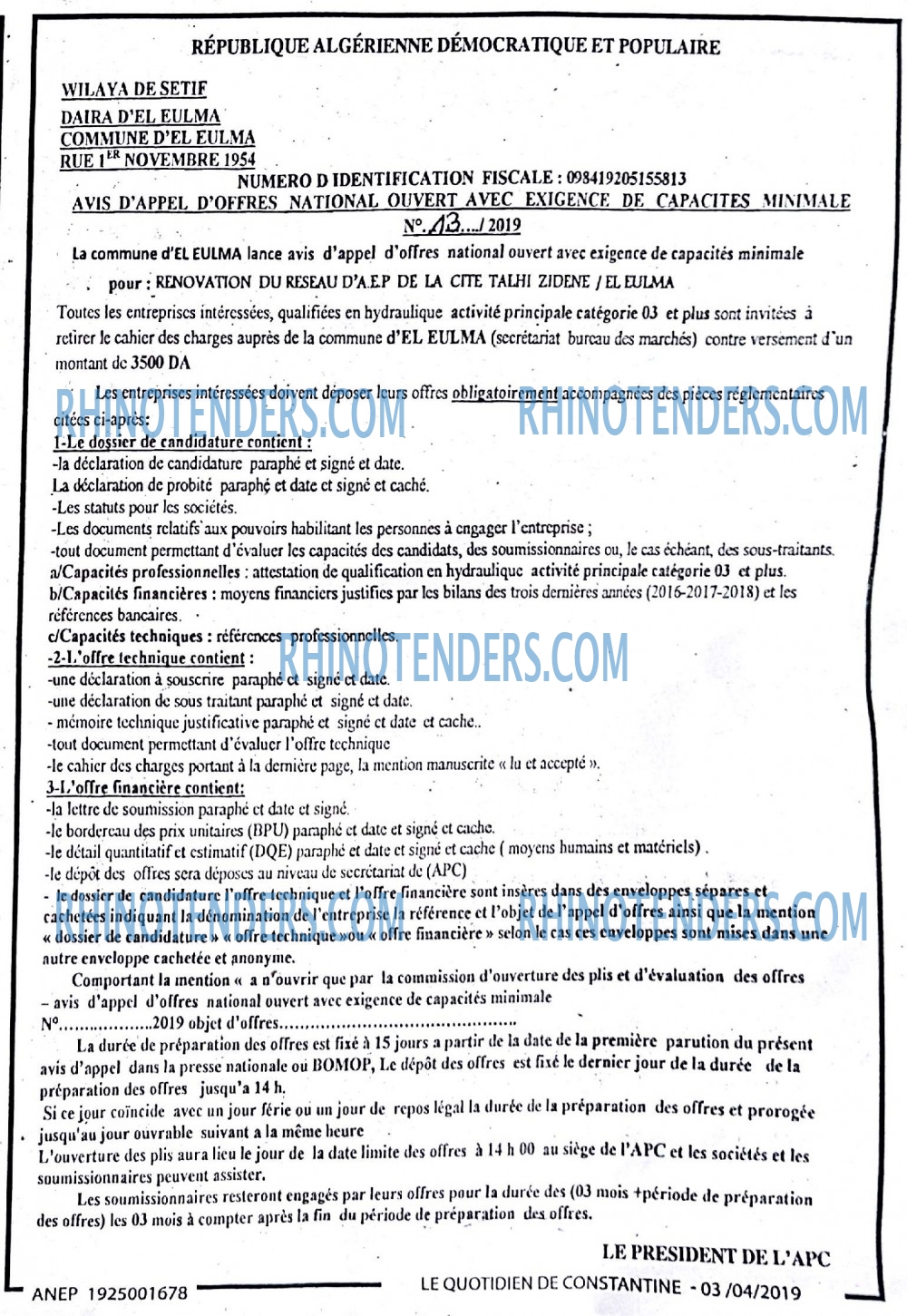 LE QUOTIDIEN DE CONSTANTINE