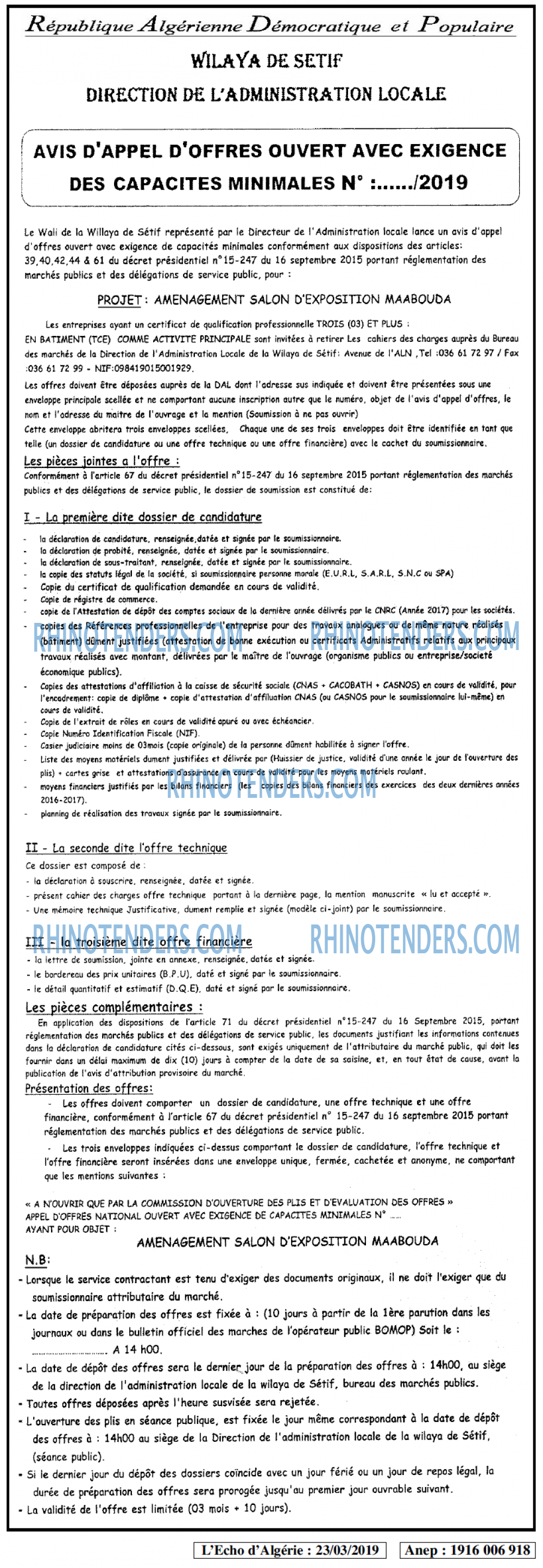 L'ECHO D'ALGERIE