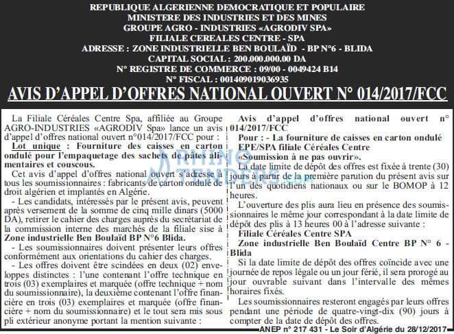 LE SOIR D'ALGERIE