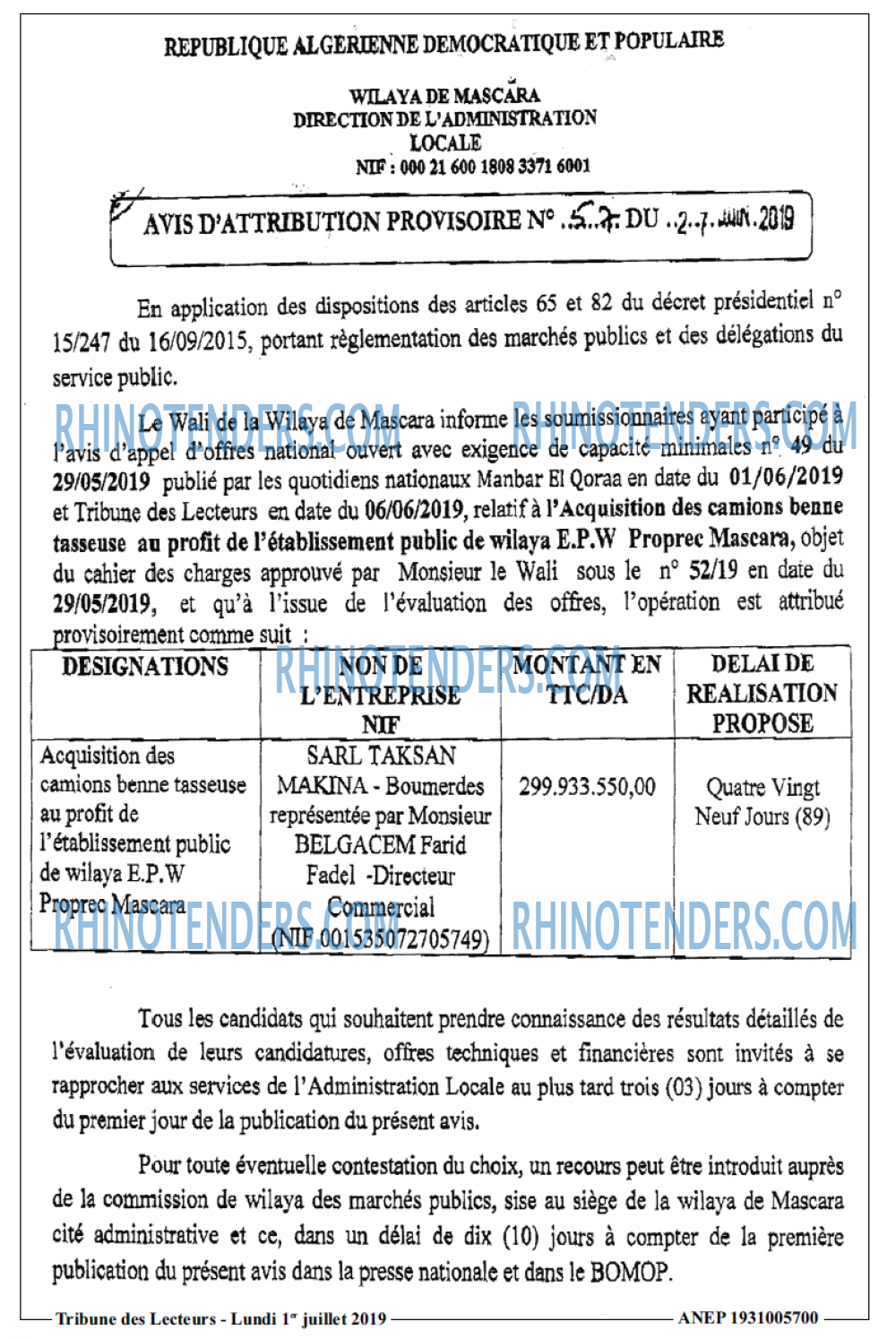 TRIBUNE DES LECTEURS