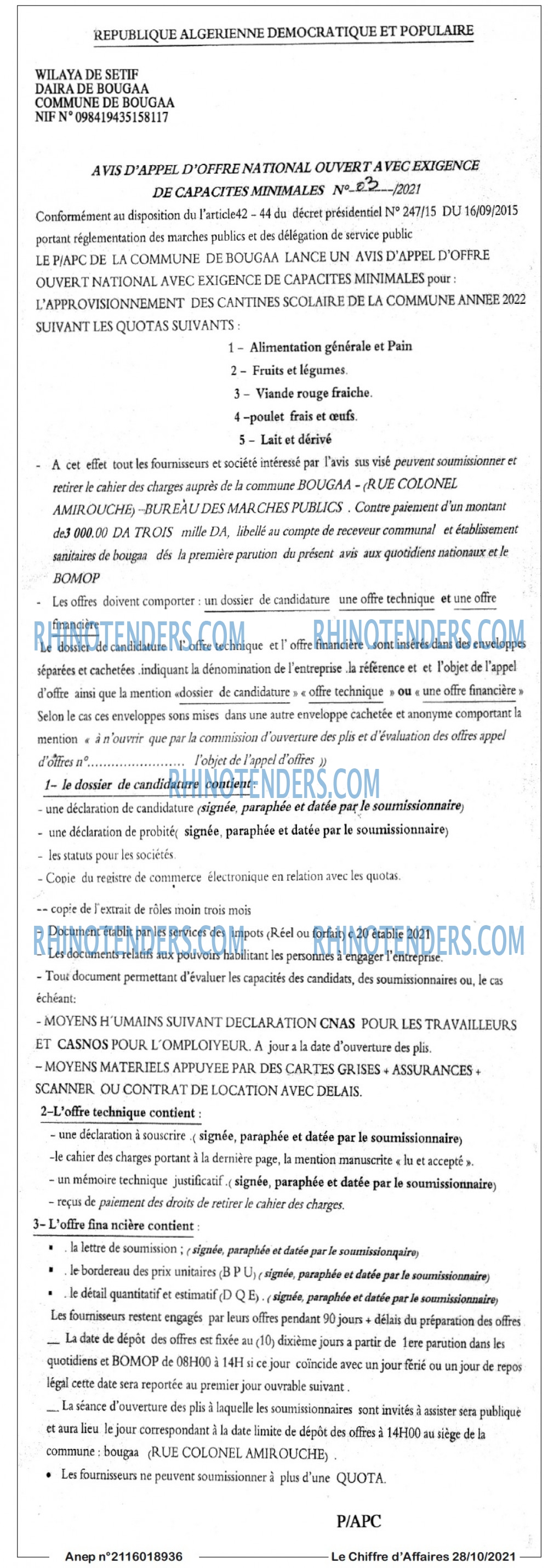 Le Chiffre d'Affaires