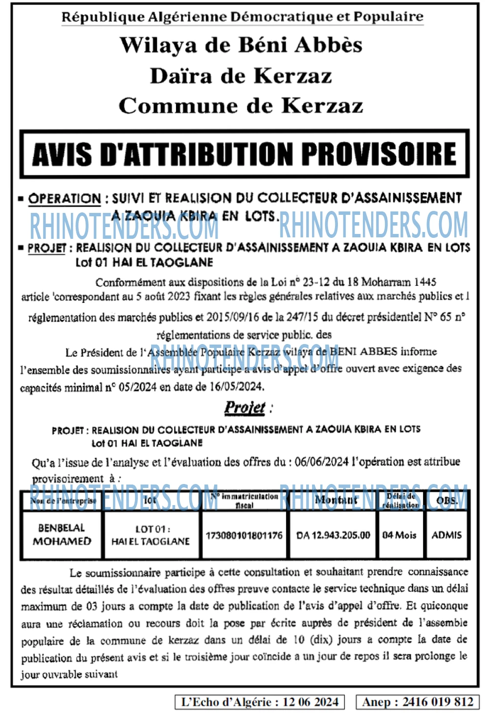 L'ECHO D'ALGERIE