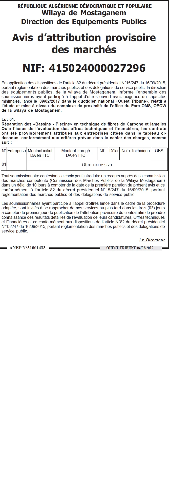 ouest TRIBUNE