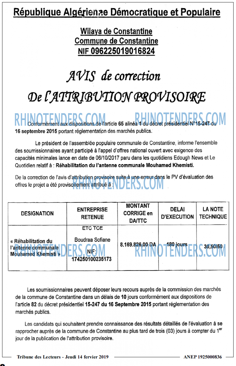 TRIBUNE DES LECTEURS