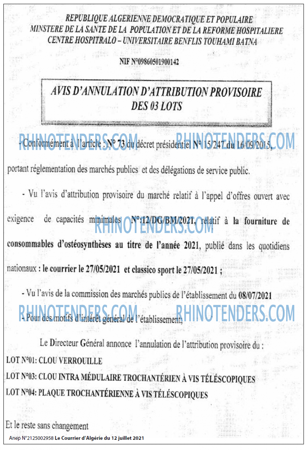 Le Courrier d'Algerie
