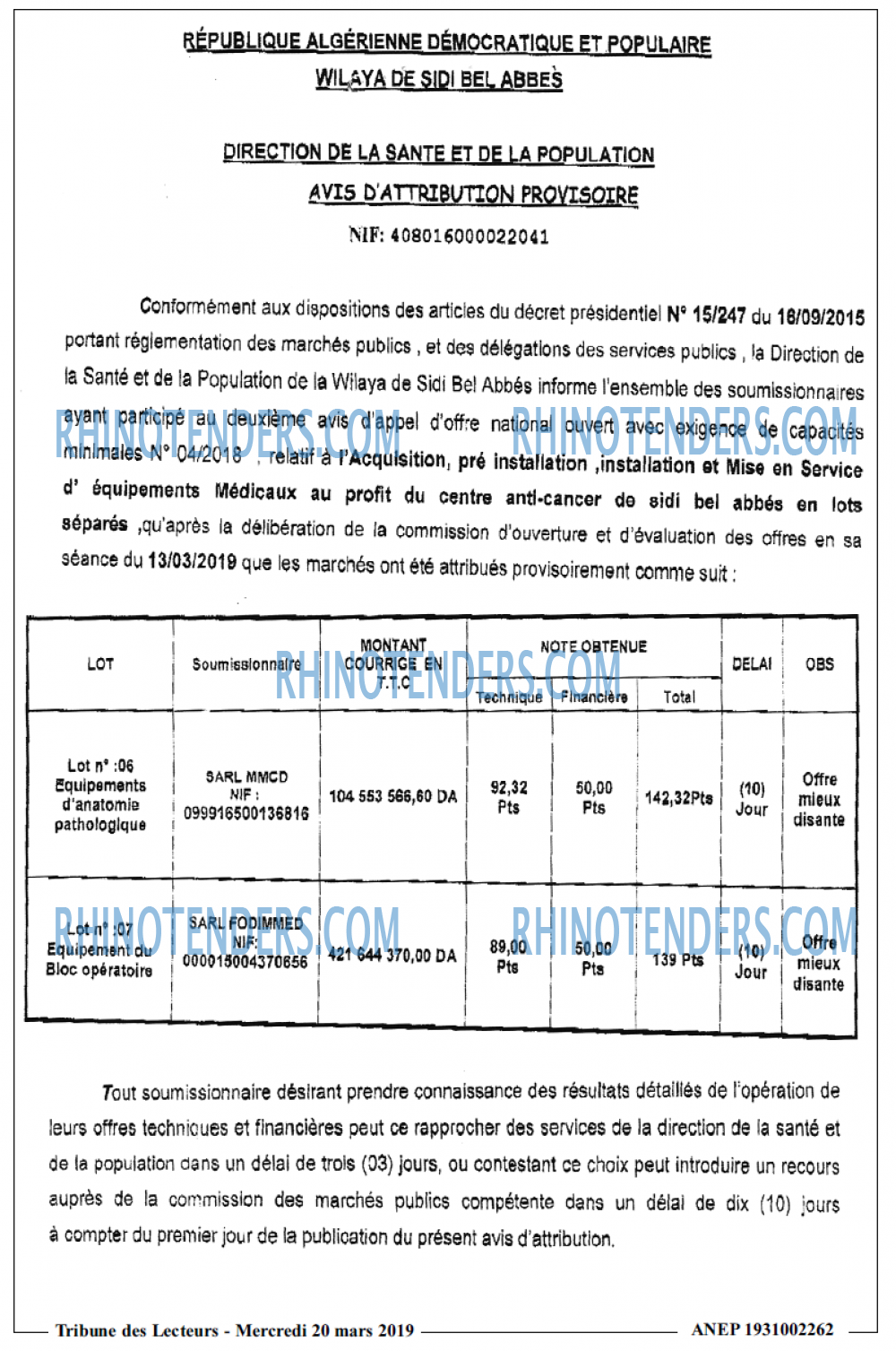 TRIBUNE DES LECTEURS