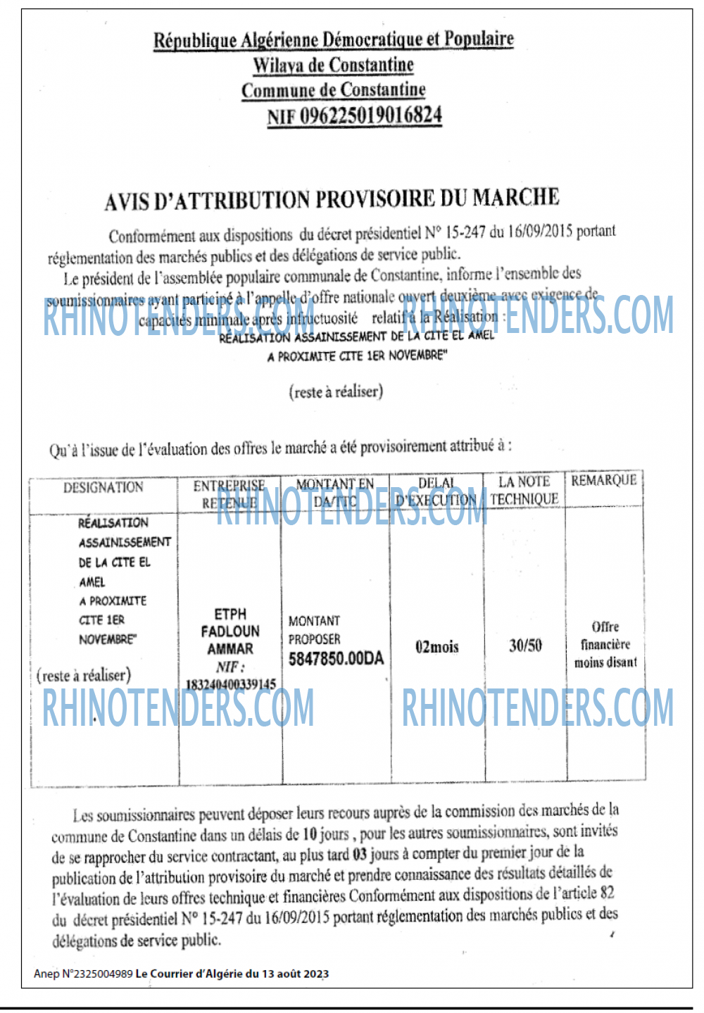 Le Courrier d'Algerie
