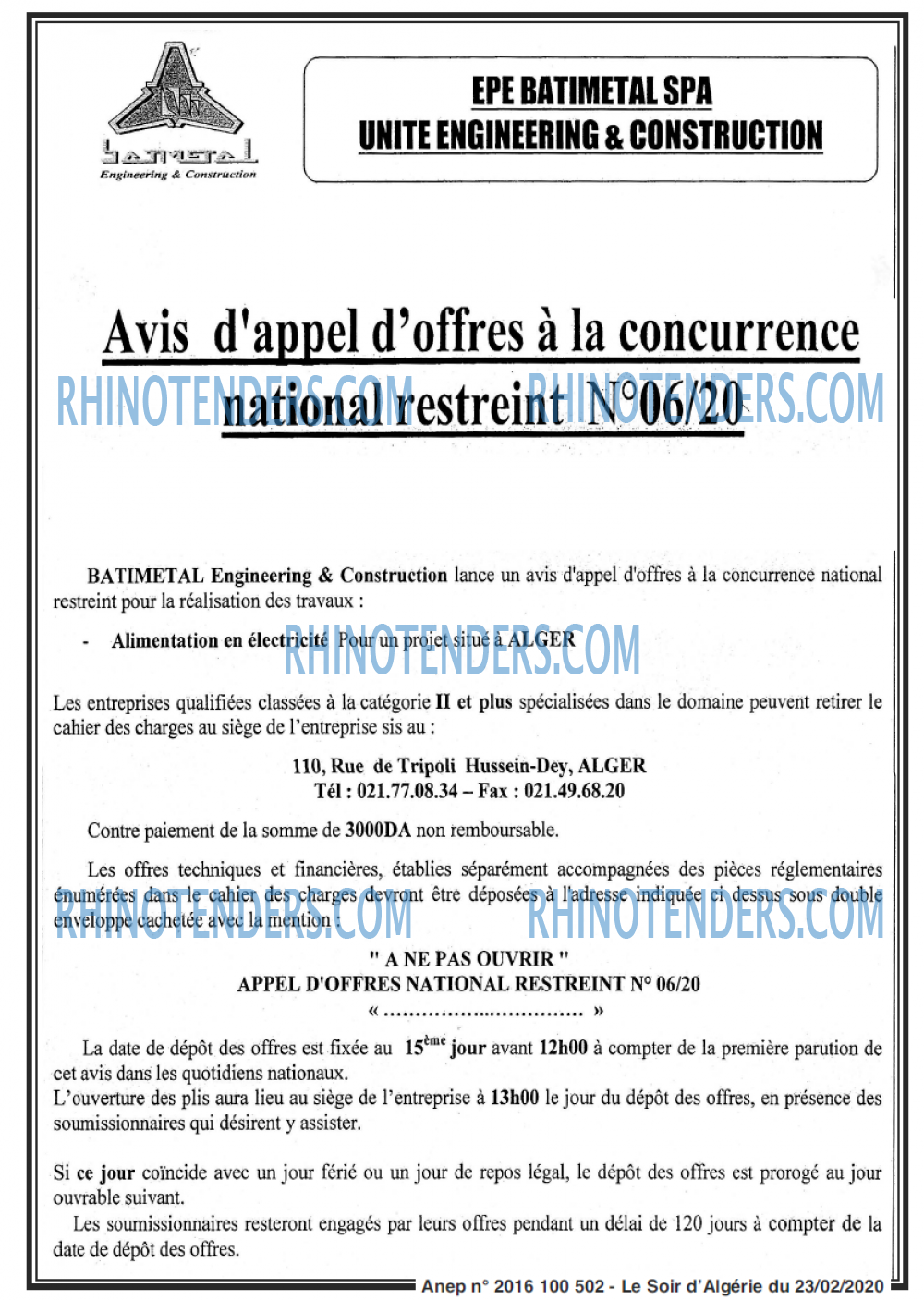 LE SOIR D'ALGERIE
