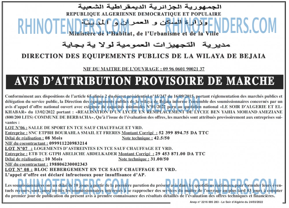 LE SOIR D'ALGERIE