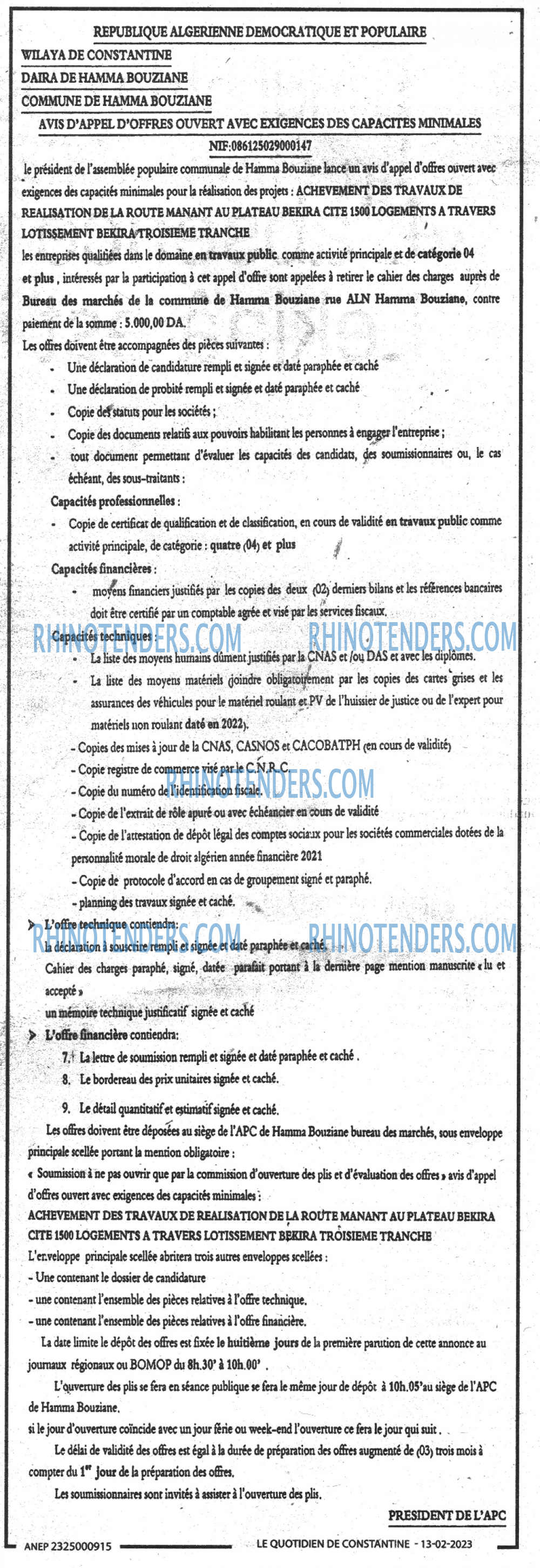 LE QUOTIDIEN DE CONSTANTINE