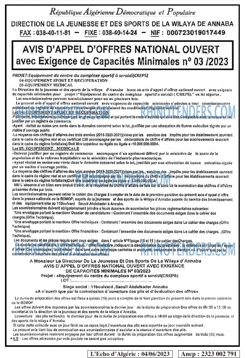 L'ECHO D'ALGERIE
