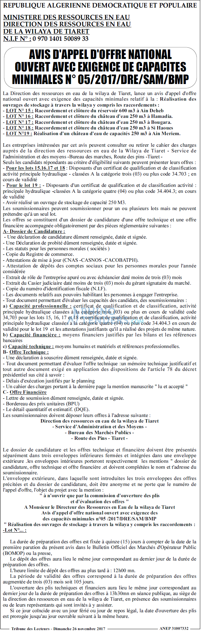 TRIBUNE DES LECTEURS