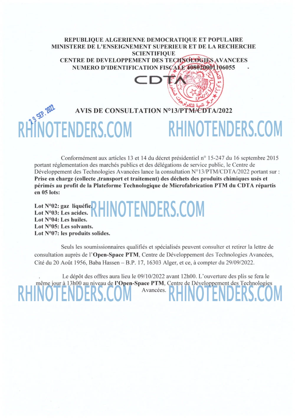 CDTA - Centre De Développement Des Technologies Avancées