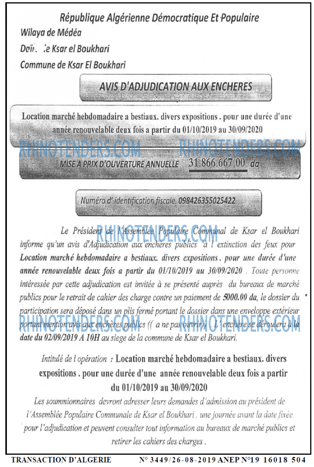 TRANSACTION D'ALGERIE