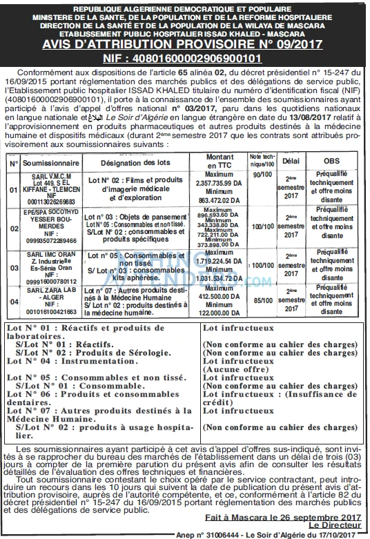 LE SOIR D'ALGERIE