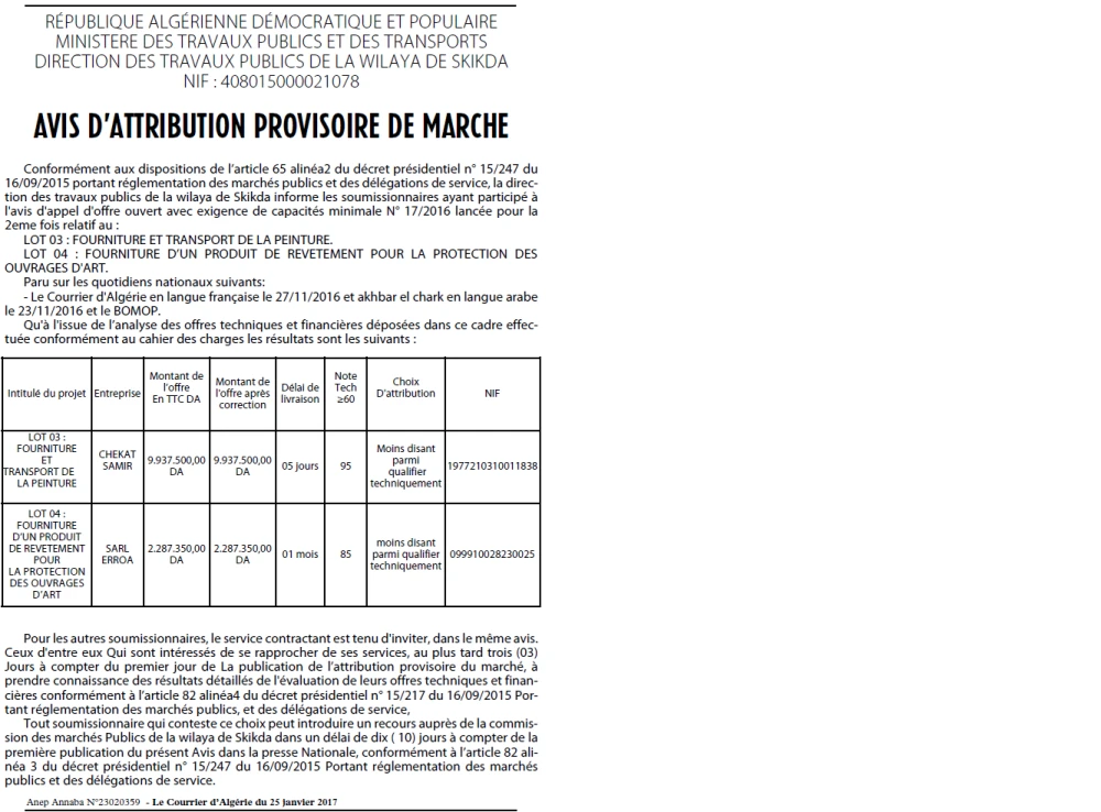 Le Courrier d'Algerie