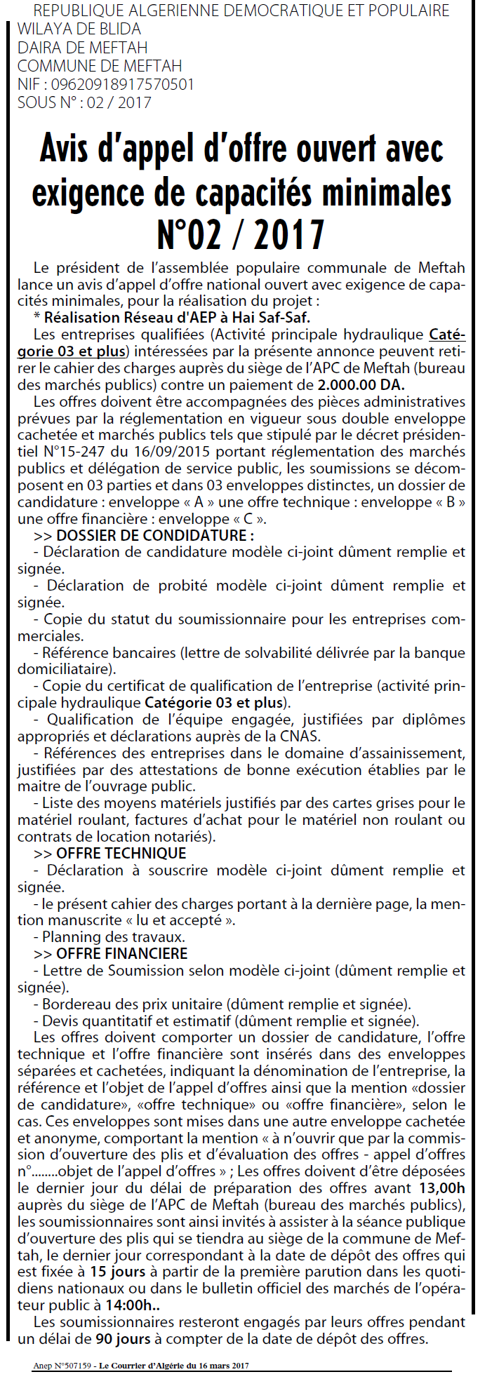 Le Courrier d'Algerie