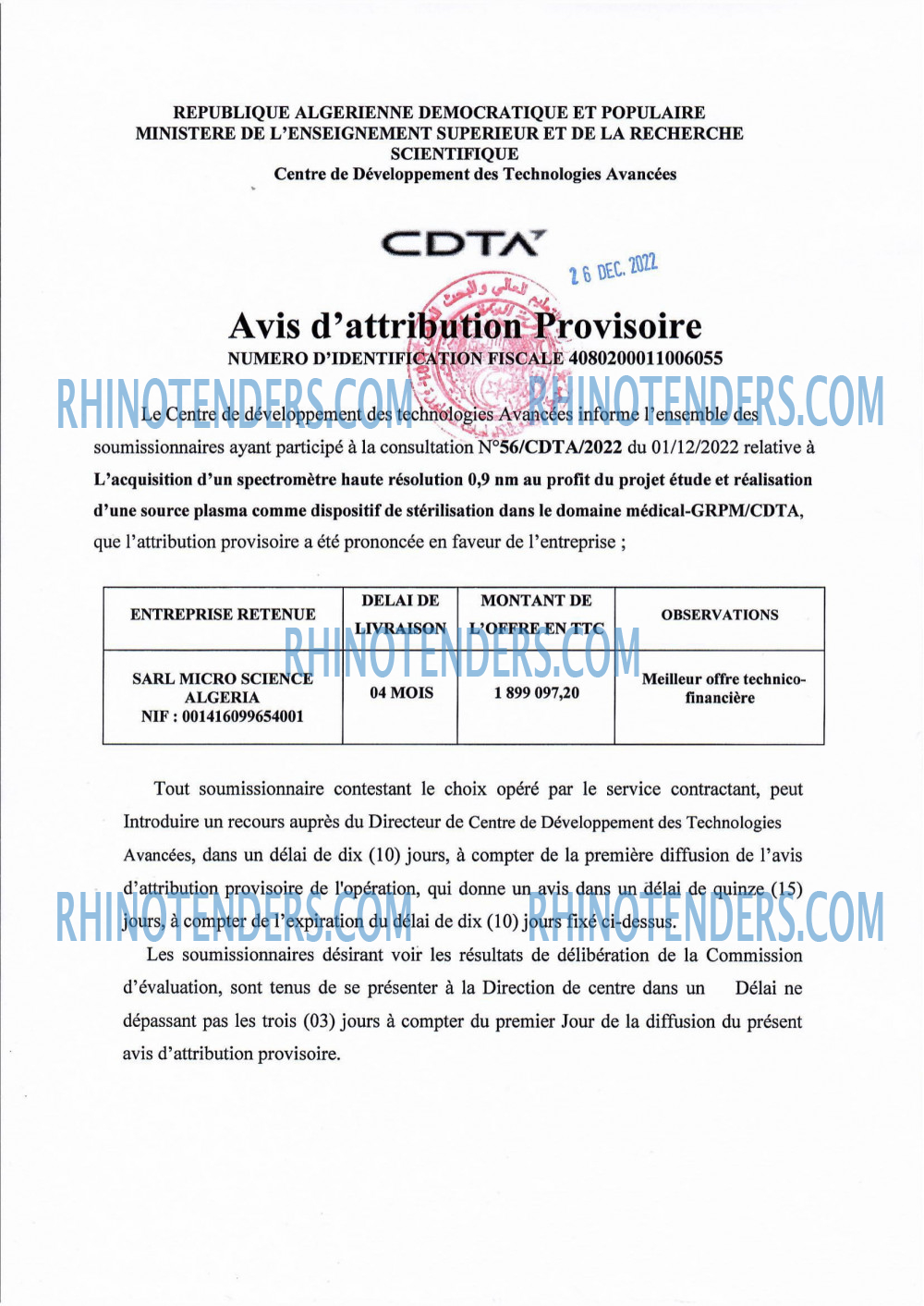 CDTA - Centre De Développement Des Technologies Avancées